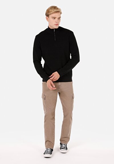 Image de Pull Noir Regular Fit Manches Longues  Homme