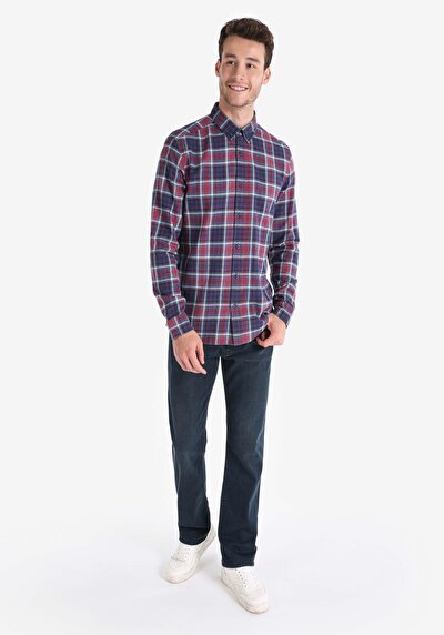 Image de Chemise À Manches Longues Marine Slim Fit   Homme