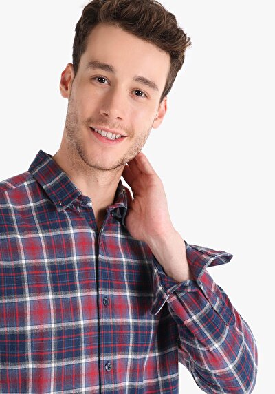Image de Chemise À Manches Longues Marine Slim Fit   Homme