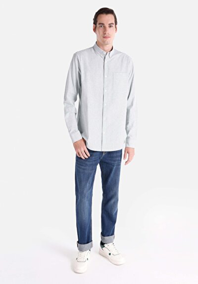 Image de Chemise À Manches Longues Vert Regular Fit Homme