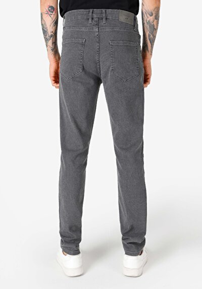 Afficher les détails de Pantalon Gris Düz Paça Medium Rise En  Straight Fit Homme