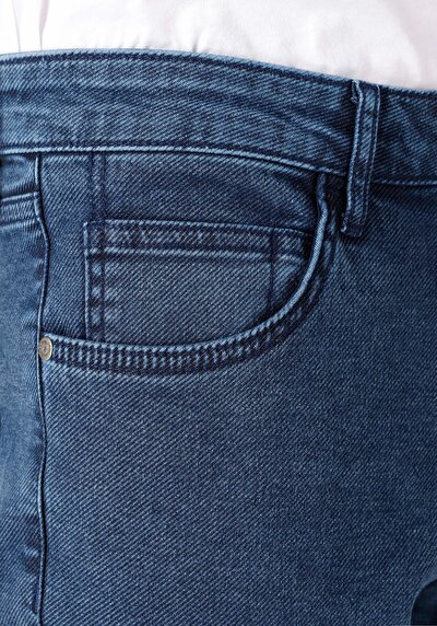 Image de Pantalon Bleu Düz Paça Medium Rise En  Straight Fit Homme