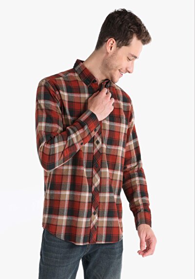Image de Chemise À Manches Longues Orange Homme