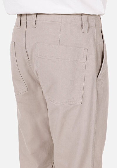 Afficher les détails de Pantalon Beige Loose Leg Medium Rise En Jean Loose Fit Homme