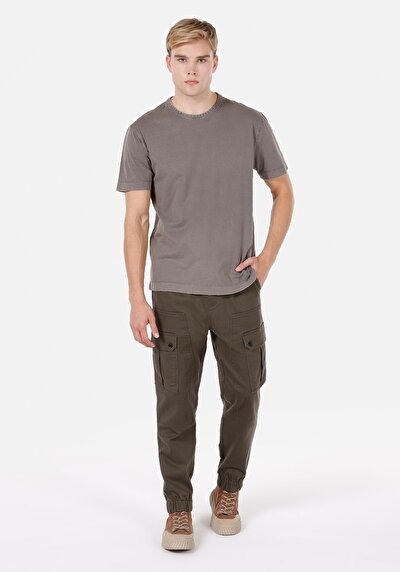 Image de T-shirt À Manches Courtes Marron Comfort Fit Droit Homme