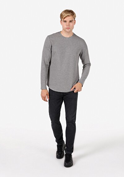 Image de T-shirt À Manches Longues Gris Regular Fit  Homme