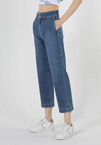 Image de 970 Berry Pantalon Denim Wide Leg  En  Regular Fit Femme