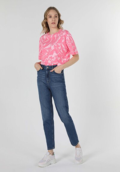 Image de 896 Maria Pantalon Denim Tapered Leg En Mom Fit Femme