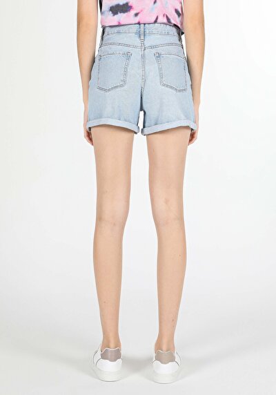Image de Short Bleu Clair Mom Fit Femme