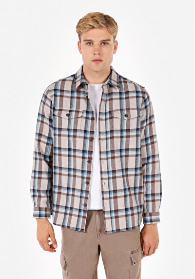 Image de Chemise À Manches Longues Multicolou Comfort Fit Plaid Gabardine Homme
