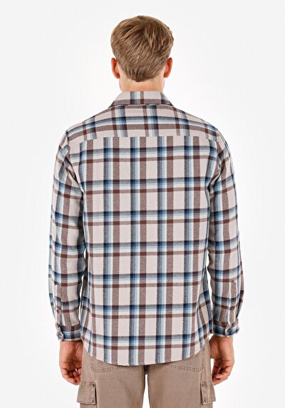 Image de Chemise À Manches Longues Multicolou Comfort Fit Plaid Gabardine Homme