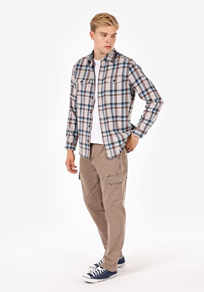 Image de Chemise À Manches Longues Multicolou Comfort Fit Plaid Gabardine Homme