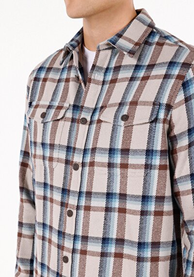 Image de Chemise À Manches Longues Multicolou Comfort Fit Plaid Gabardine Homme