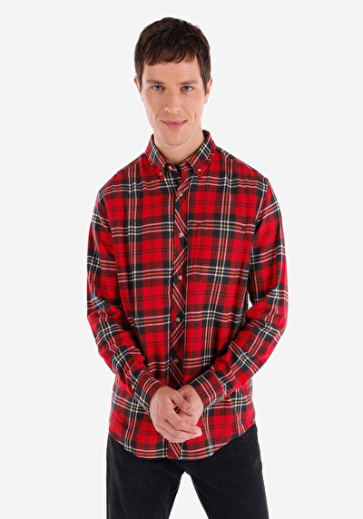 Image de Chemise À Manches Longues Rouge    Homme