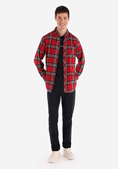 Image de Chemise À Manches Longues Rouge    Homme