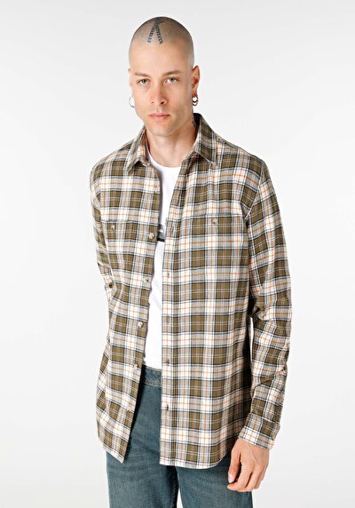 Image de Chemise À Manches Longues Kaki Regular Fit Homme