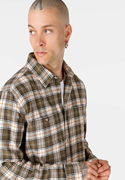 Afficher les détails de Chemise À Manches Longues Kaki Regular Fit   Homme