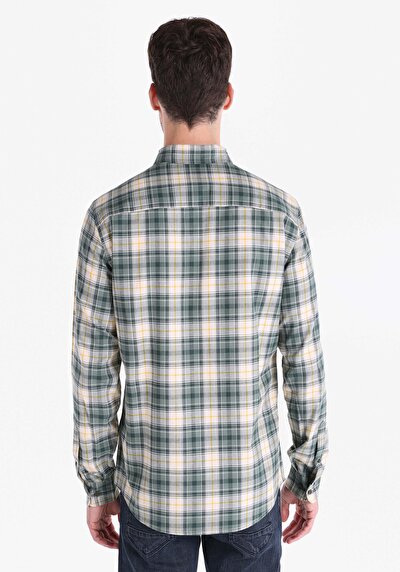 Image de Chemise À Manches Longues Vert Slim Fit Homme