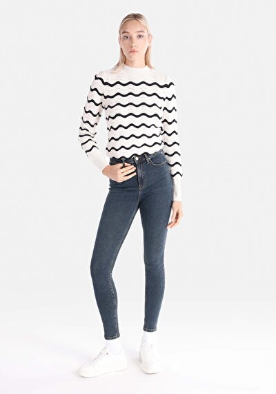 Image de 760 Diana Pantalon Bleu Skinny  Leg High Rise En  Skinny Fit Femme