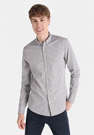 Image de Chemise À Manches Longues Gris Slim Fit Homme