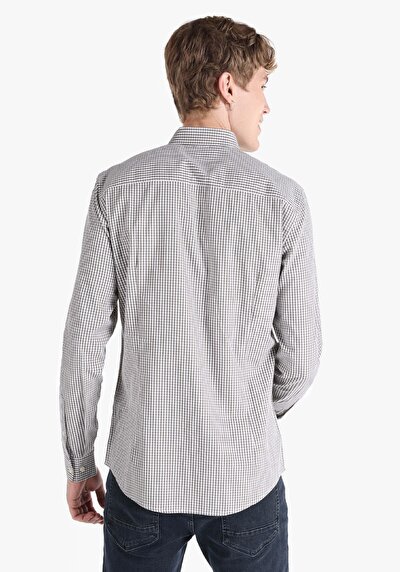Image de Chemise À Manches Longues Gris Slim Fit Homme