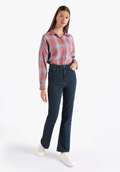 Image de 791 Monica Pantalon Bleu Foncé Bootcut Medium Rise En Regular Fit Femme