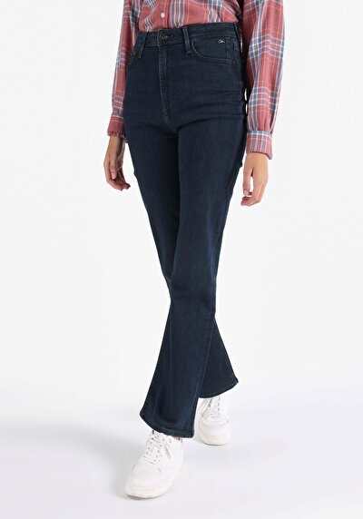 Image de 791 Monica Pantalon Bleu Foncé Bootcut Medium Rise En Regular Fit Femme