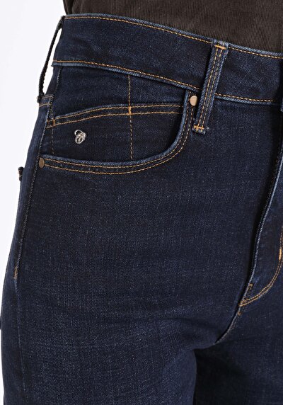 Afficher les détails de 797 Adel Pantalon Bleu Flare High Rise En  Slim Fit Femme