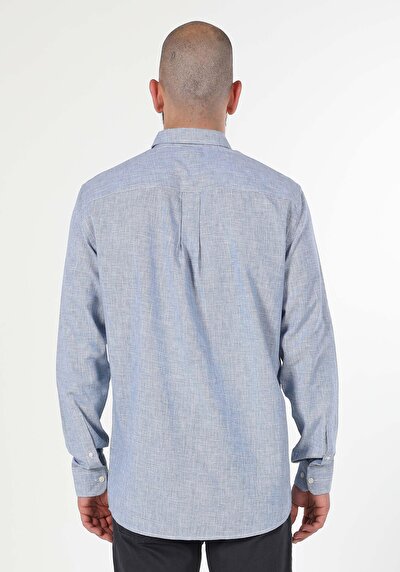 Image de Chemise À Manches Longues Bleu Regular Fit   Homme