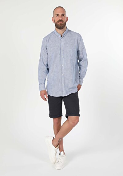 Image de Chemise À Manches Longues Bleu Regular Fit   Homme