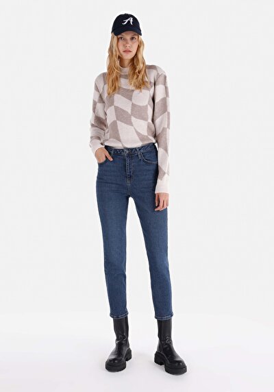 Image de 891 Maya Pantalon Bleu Tapered Leg Medium Rise En  Slim Fit Femme