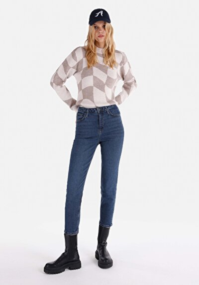 Image de 891 Maya Pantalon Bleu Tapered Leg Medium Rise En Slim Fit Femme