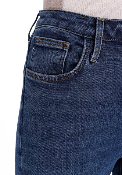 Image de 891 Maya Pantalon Bleu Tapered Leg Medium Rise En  Slim Fit Femme