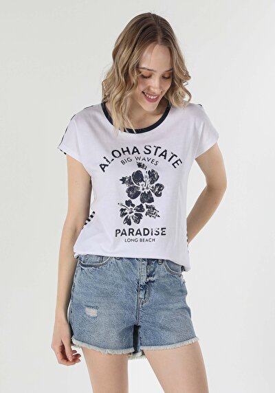 Image de T-shirt À Manches Courtes Blanc Regular Fit Femme