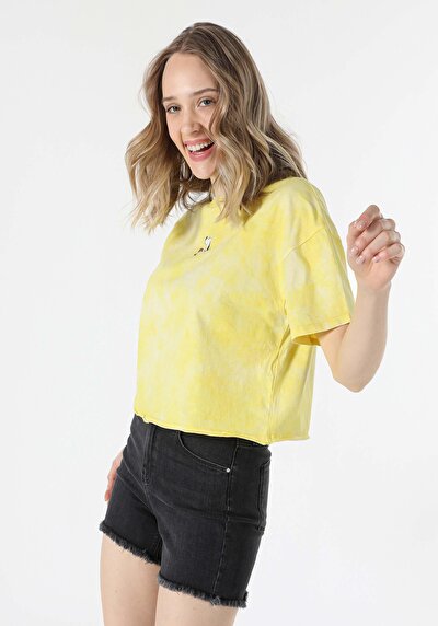 Image de T-shirt À Manches Courtes Jaune Comfort Fit Femme