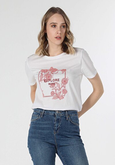 Image de T-shirt À Manches Courtes Blanc Regular Fit  Femme