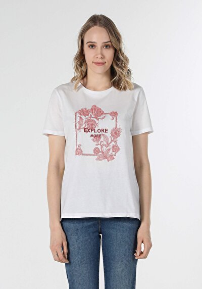 Image de T-shirt À Manches Courtes Blanc Regular Fit  Femme