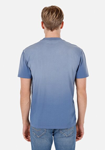 Image de T-shirt À Manches Courtes Bleu Comfort Fit Droit Homme