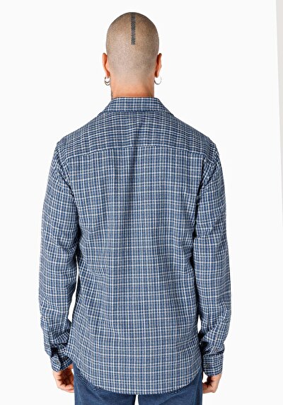Image de Chemise À Manches Longues Bleu Slim Fit Homme