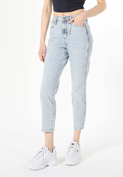 Image de 891 Maya Pantalon Bleu Tapered Leg  En  Slim Fit Femme