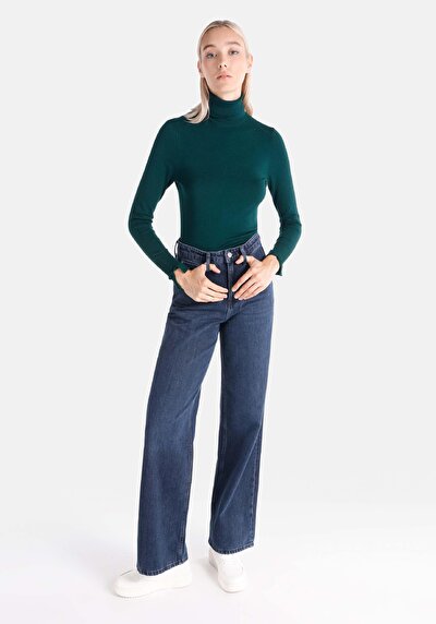 Afficher les détails de 970 Berry Pantalon Denim Wide Leg High Rise En  Regular Fit Femme