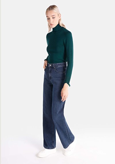 Afficher les détails de 970 Berry Pantalon Denim Wide Leg High Rise En  Regular Fit Femme