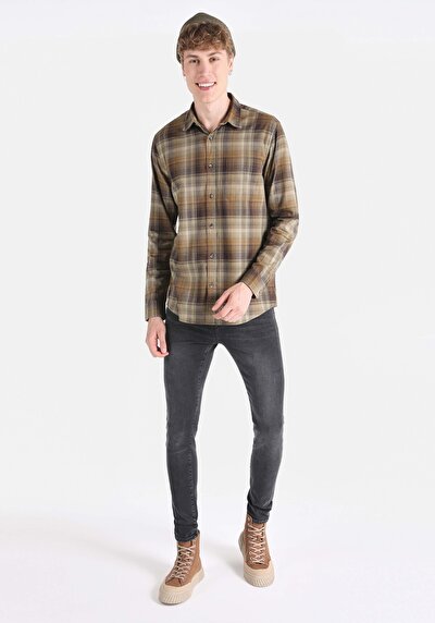 Image de Chemise À Manches Longues Kaki Regular Fit   Homme