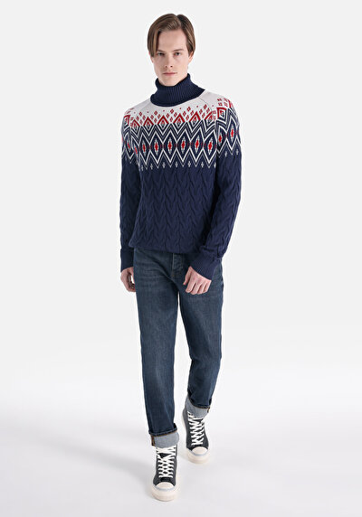 Image de Pull Marine Regular Fit Manches Longues  Homme