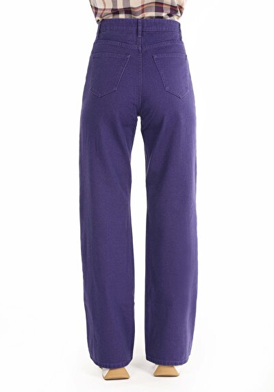 Image de Pantalon Violet Wide Leg En Regular Fit Femme