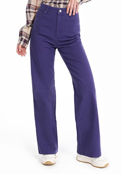 Image de Pantalon Violet Wide Leg En Regular Fit Femme