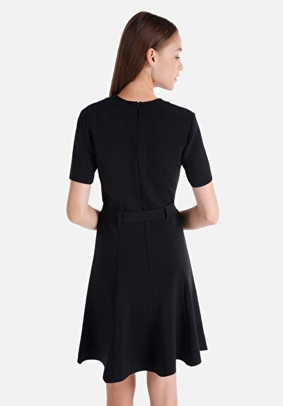 Image de Robe Noir Regular Fit Manches Courtes Mdi Oxford Femme