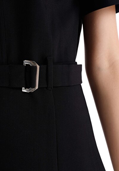 Image de Robe Noir Regular Fit Manches Courtes Mdi Oxford Femme