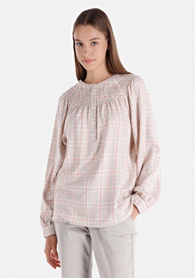 Afficher les détails de Chemisier À Manches Longues Blanc Regular Fit Femme