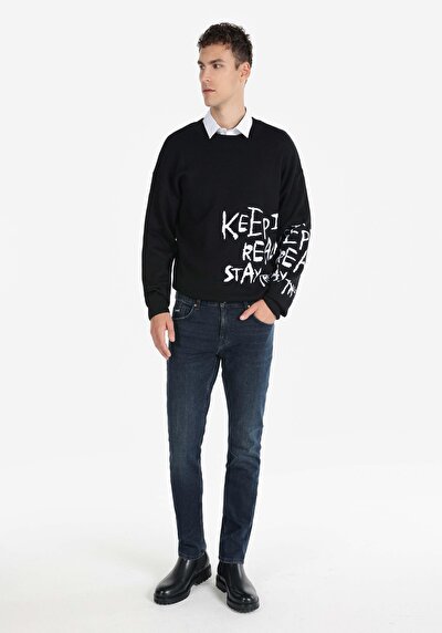 Image de 044 Karl Pantalon Marine Straight Leg Medium Rise En Straight Fit Homme